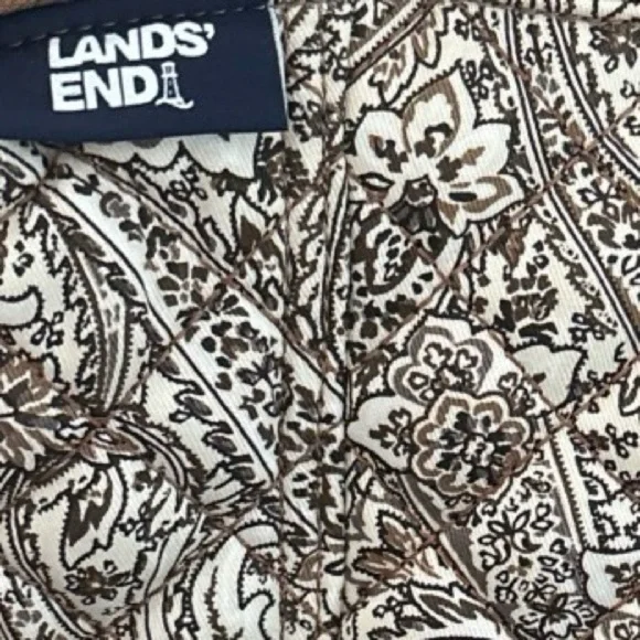 Lands’ End Quilted Paisley Crossbody Shoulder Bag Tan Brown Preloved - Picture 2 of 9